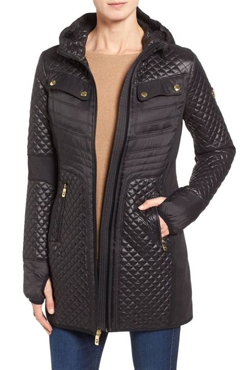 michael kors mixed media quilted jacket|Michael Kors ladies padded coats.